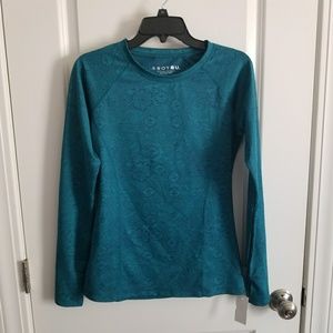 M Soybu yoga top, teal blue, Thumb holes, EUC